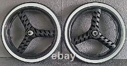 20 BMX 3-SPOKE PLASTIC WHEEL FRONT / BACK FREEWHEEL 3/8 AXLE WithWHITE WALL TIRE