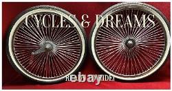 20 CHROME PLATTED LOWRIDER RIMS SET 72 SPOKES With WHITE WALL BRICK TIRES