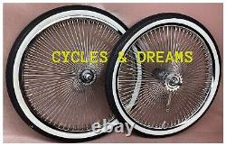 20 LOWRIDER CLASSIC HIGH END POLISHING WHEELS 144 SPOKES With TIRES, CHROME VALVE