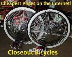 20 LOWRIDER LOGO Bicycle Chrome Wheels & White Walls 144 Spoke Front & Rear