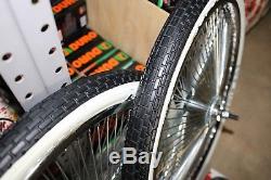 20 LOWRIDER LOGO Bicycle Chrome Wheels & White Walls 144 Spoke Front & Rear