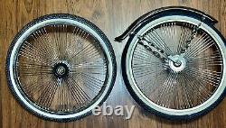 20 Lowrider Bicycle Chrome Wheels & Duro White Walls 72 Spoke Front & Rear