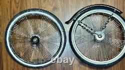 20 Lowrider Bicycle Chrome Wheels & Duro White Walls 72 Spoke Front & Rear