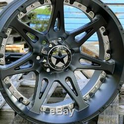 20 Matte Black Lonestar Warrior Wheels 20x10 6x135 -25 Ford F150 Chrome & White
