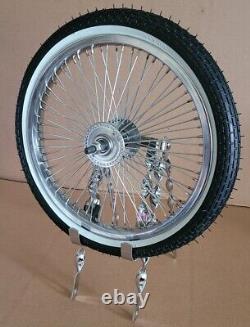 20 Twisted Lowrider Continental Kit, Brick White Wall Tires, Chrome Front Wheel