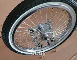 20 Twisted Lowrider Continental Kit, Brick White Wall Tires, Chrome Front Wheel