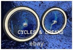 20 Two Tone Wheel Blue/ Chrome, 140 Spokes, High End Polished, W / Brick Tires