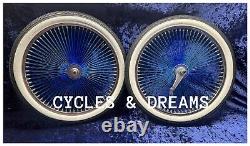 20 Two Tone Wheel Blue/ Chrome, 140 Spokes, High End Polished, W / Brick Tires