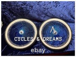 20 Two Tone Wheel Blue/ Chrome, 140 Spokes, High End Polished, W / Brick Tires