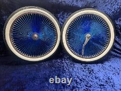 20 Two Tone Wheel Blue/ Chrome, 140 Spokes, High End Polished, W / Brick Tires