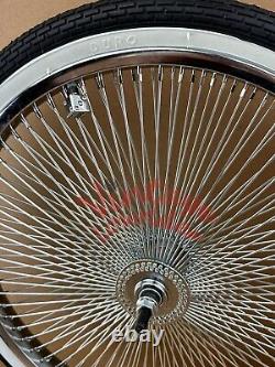 20 VINTAGE LOWRIDER HIGH END POLISHED WHEELS 144 SPOKES With TIRES & DICE VALVE