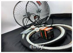 20 set front & coaster wheel 72 spokes, two brick white wall tires, two tubes