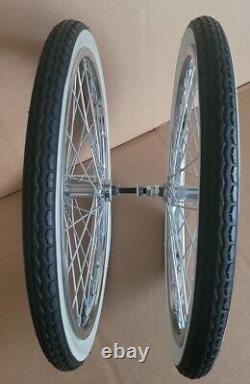 20x 1.75 BMX Steel Wheels PAIR freewheel 36 spokes BLACK/WHITE WALL TIRES K. I. T