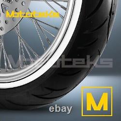 21x2.15 60 Spoke Wheel Stainless For Harley Sportster Dyna Front White Tire (tr)