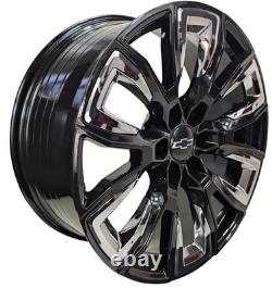 22 Black Chrome Wheels fit Chevrolet Tahoe Chevy Silverado 1500 Suburban Rims