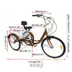 24 3 Wheel Adult Bicycle Tricycle Trike Rear +Shoppingbasket Rickshaw Backrest