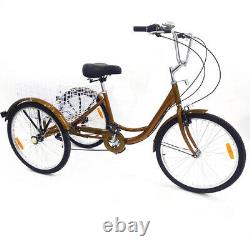 24 3 Wheel Adult Bicycle Tricycle Trike Rear +Shoppingbasket Rickshaw Backrest