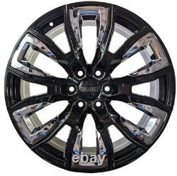 24 Black Chrome Rims fit GMC Yukon 1500 SLT Denali Sierra Set Four Wheels