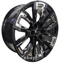 24 Black Chrome Rims fit GMC Yukon 1500 SLT Denali Sierra Set Four Wheels