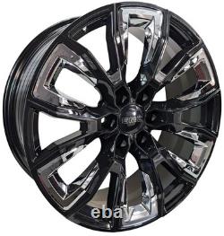 24 Black Chrome Rims fit GMC Yukon XL SLT Denali Sierra Set Four Wheels 24 inch