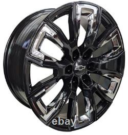 24 Black Chrome Wheels fit Chevrolet Tahoe Chevy 24 Silverado 1500 Suburban