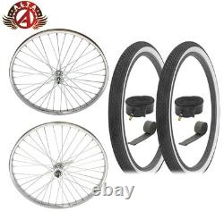 26 x 2.125 36 Spoke Heavy Duty Wheel Set Chrome withLowrider Tires, Tubes, Strips