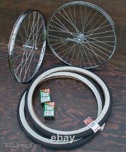 26 x 2.125 Chrome Cruiser Bike WHEELS Tires Vintage Schwinn Phantom S2 Bicycle