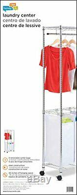 3 Bags Rolling Laundry Triple Sorter Adjustable Clothes Hanging Racks Chrome NEW