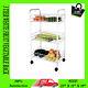 3 Tier Fruit Vegetable Rack Storage Stand White Kitchen Trolley With Wheels Cart