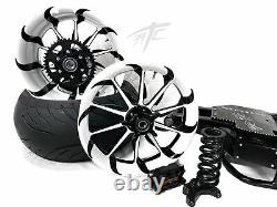 300 Loop Fat Tire Kit White & Black Tornado Wheels 2008-2012 Suzuki Hayabusa
