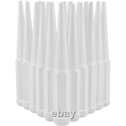 32 Pc 14x1.5 White 6 Tall Spike Lug Nuts For 8 Lug Chevy GMC 2500 3500