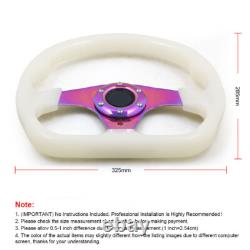 320mm 12.5inch Acrylic Racing Steering Wheel 6 Holes Neo Chrome&White withLuminous