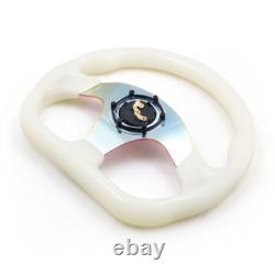 320mm 12.5inch Acrylic Racing Steering Wheel 6 Holes Neo Chrome&White withLuminous