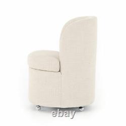 33 H Elegant Chic Cream White Dining Chair Drum Shape Chrome Wheels Modern