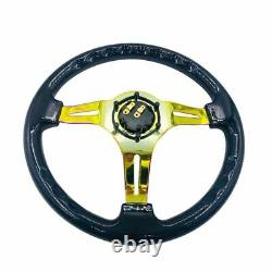 350mm 14 Deep Dish ABS Racing Mugen Sticker Steering Wheel Neo-Chrome Spoke
