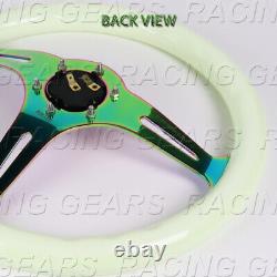 350mm Nrg-st-015mc-gl Glow In Dark Grain Neo Chrome Spokes White Steering Wheel