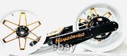 360 Fat Tire Kit White & Custom Gold Atomic Wheels 99-07 Suzuki Hayabusa