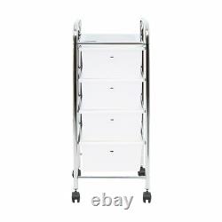 4 Drawers Storage Trolley On Wheels Metal Plastic Mobile Kitchen Hairdressing