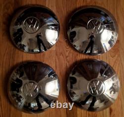 4 Volkswagen Classic Beetle Chrome 10 1/2in. Full Moon Hub Caps Wheel Covers Lot