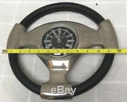 49 Bond Street London Desk Table Analog Clock Car Steering Wheel Silver Black