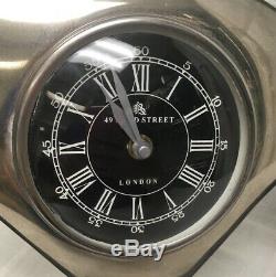49 Bond Street London Desk Table Analog Clock Car Steering Wheel Silver Black