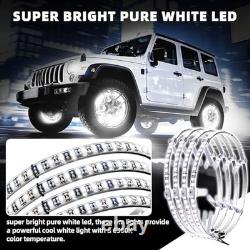 4PCS 14 Pure White Wheel Lights Adjustable 14 Inches Single Row Pure White