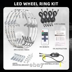 4PCS 14 Pure White Wheel Lights Adjustable 14 Inches Single Row Pure White