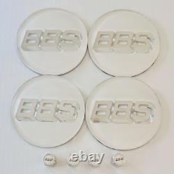 4pc 3D Silver White OEM BBS 70mm Center Caps 56.24.120 & 4pc Chrome Valve Caps