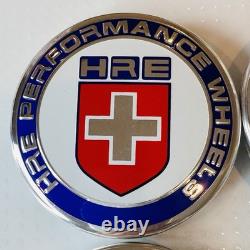 4pc OEM HRE Red White Blue 63mm Center Caps XC635HRE-2PC and 4 Chrome Valve Caps