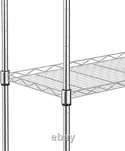 5 Tier Steel Wire Shelving Unit on Wheels, Chrome Shelves for Garage Kitchen Livi