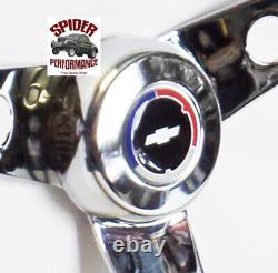 55-56 Bel Air 210 150 steering wheel Red White Blue Bow 13 1/2 CLASSIC CHROME