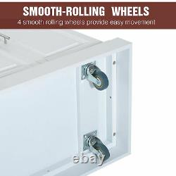 57 in Kitchen Trolley Island Rolling on Wheel Utility Storage Cabinet Cart White