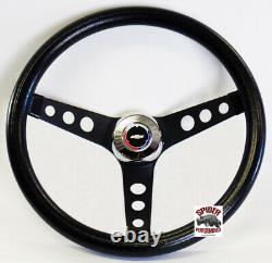 60-69 Chevy pickup steering wheel RED WHITE BLUE BOWTIE 13 1/2 CLASSIC BLACK