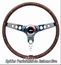 69-89 Chevrolet steering wheel Red White Blue BOWTIE 13 1/2 CLASSIC WALNUT WOOD